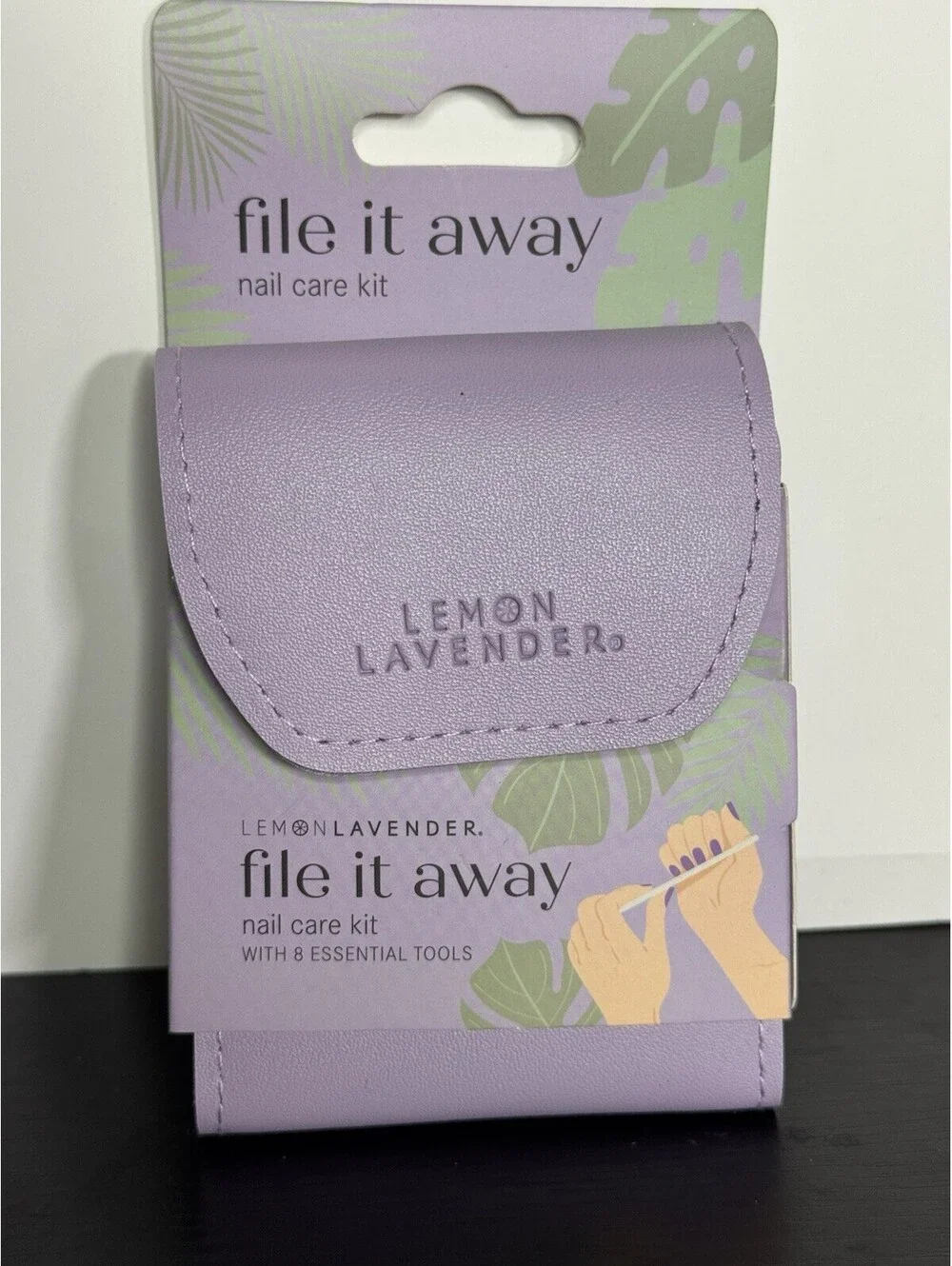 Lemon Lavender File It Away Nail Care Kit  8 piece set  Stainless Steel Purp NEW